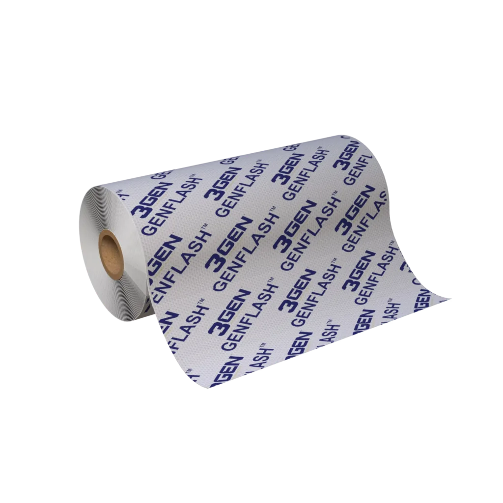 A roll of silver GENFLASH® primerless composite membrane flashing
